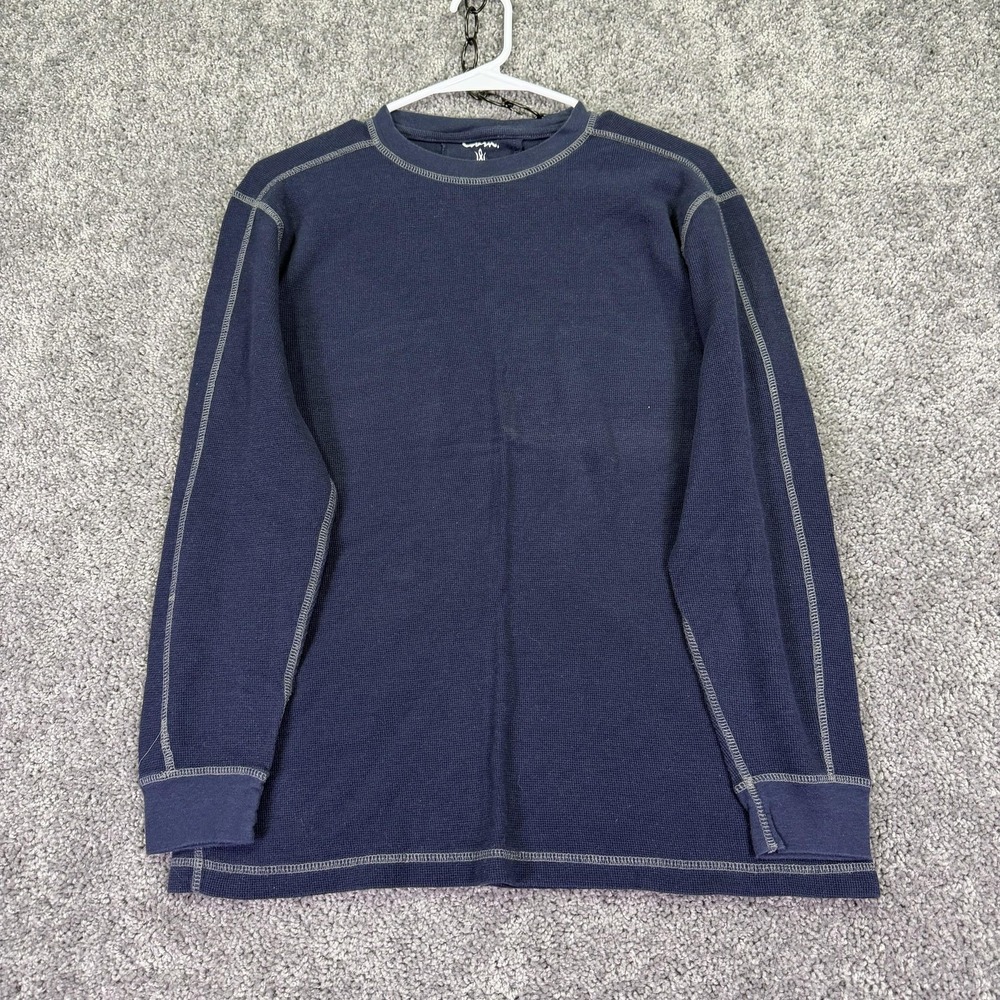 Worn Shirt Mens Medium Blue Long Sleeve Thermal Waffle Knit Crewneck Tee
